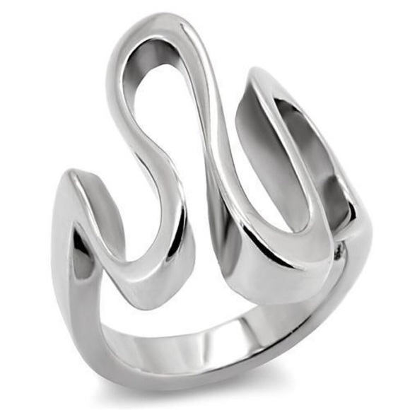 STAINLESS STEEL Modern Curvy High Polished Statement Ring - Picture 11 of 14